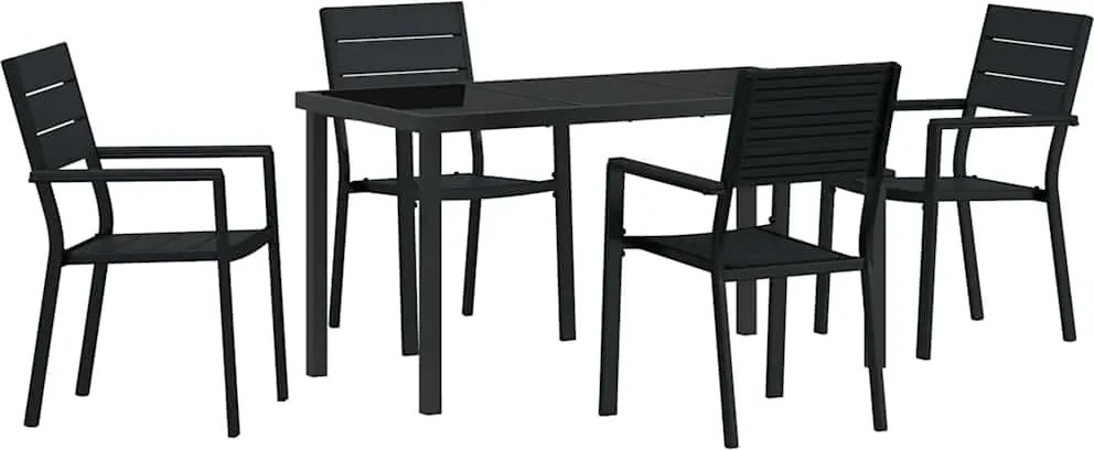 vidaXL Set de masă pentru grădină 5 pcs Negru