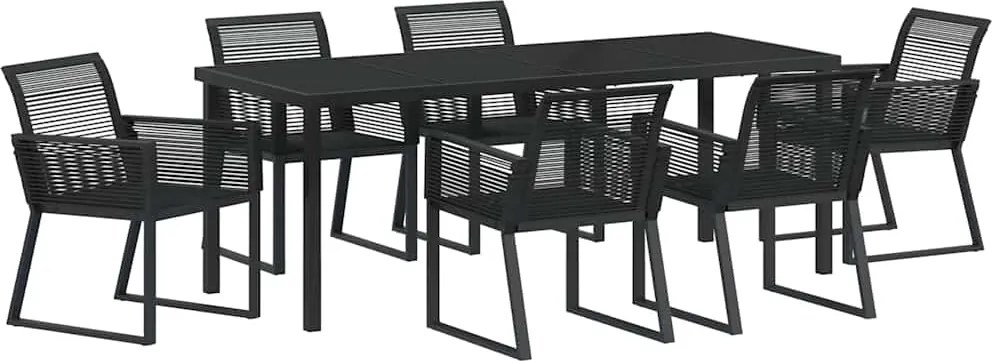 vidaXL Set de masă pentru grădină 7 pcs Negru