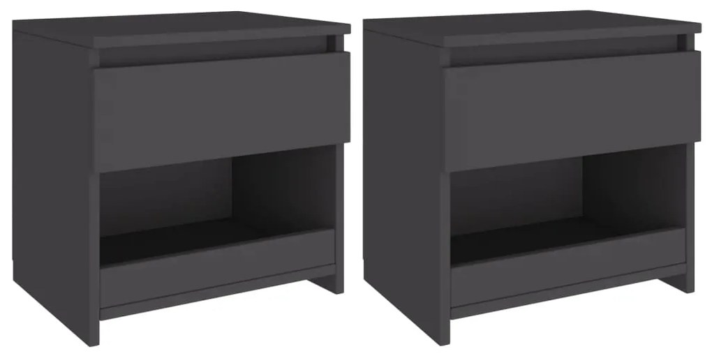 803448 vidaXL Noptiere, 2 buc., gri, 40x30x39 cm, PAL