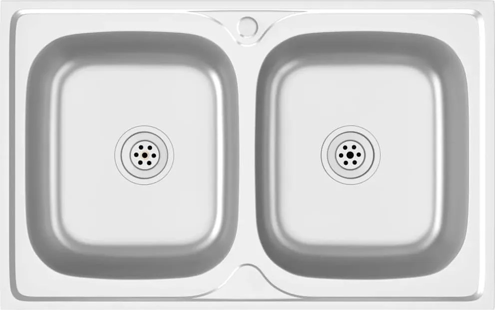 vidaXL Chiuvetă bucătărie cu 2 cuve, argintiu, 800x500x155 mm, oțel