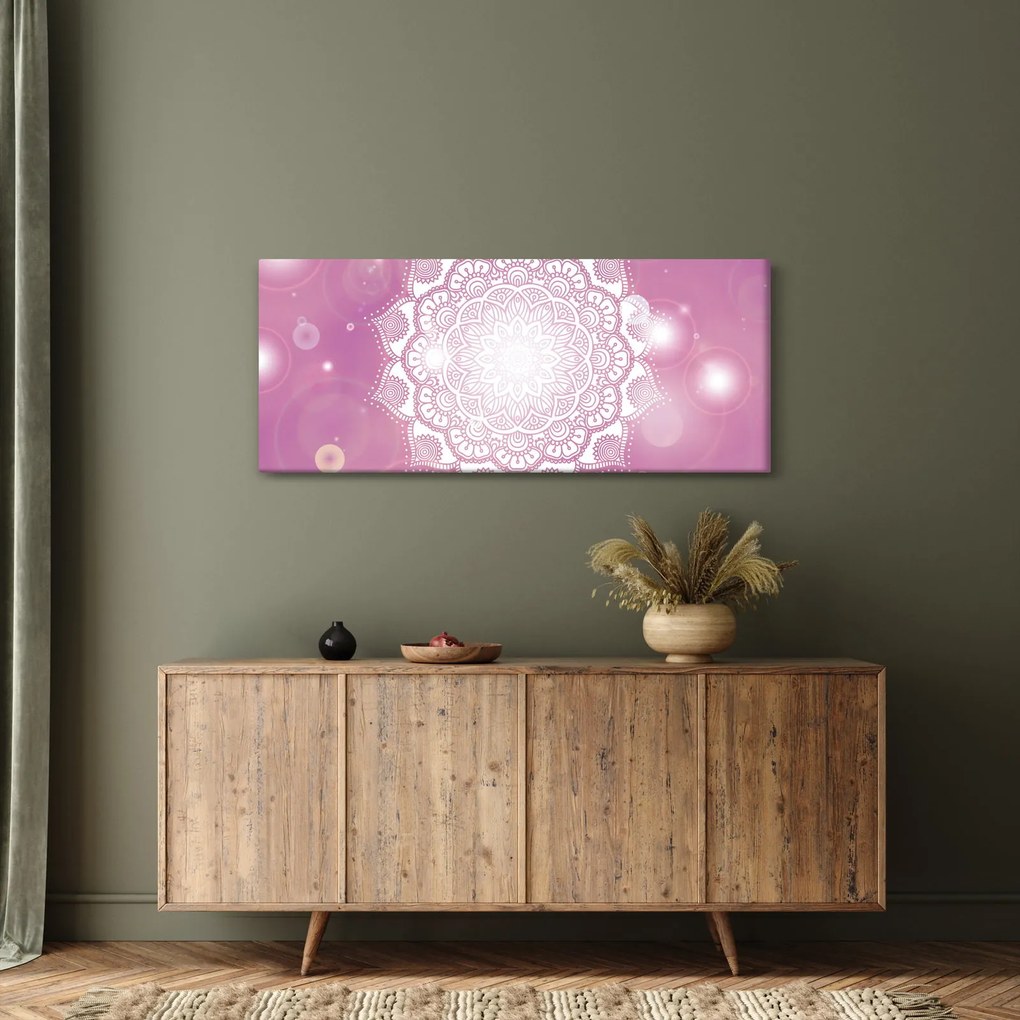 Tablou - Mandala pe fundal roz (120x50 cm)
