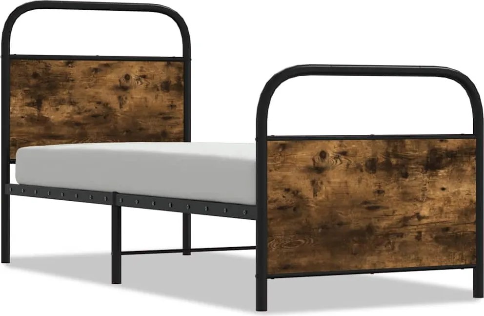 vidaXL Cadru de pat fără saltea 80x200cm Stejar fumuriu lemn prelucrat