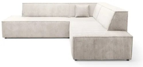 Colțar extensibil TERAMO, formă L, cu spațiu de depozitare, șezlong pe partea dreaptă, bej