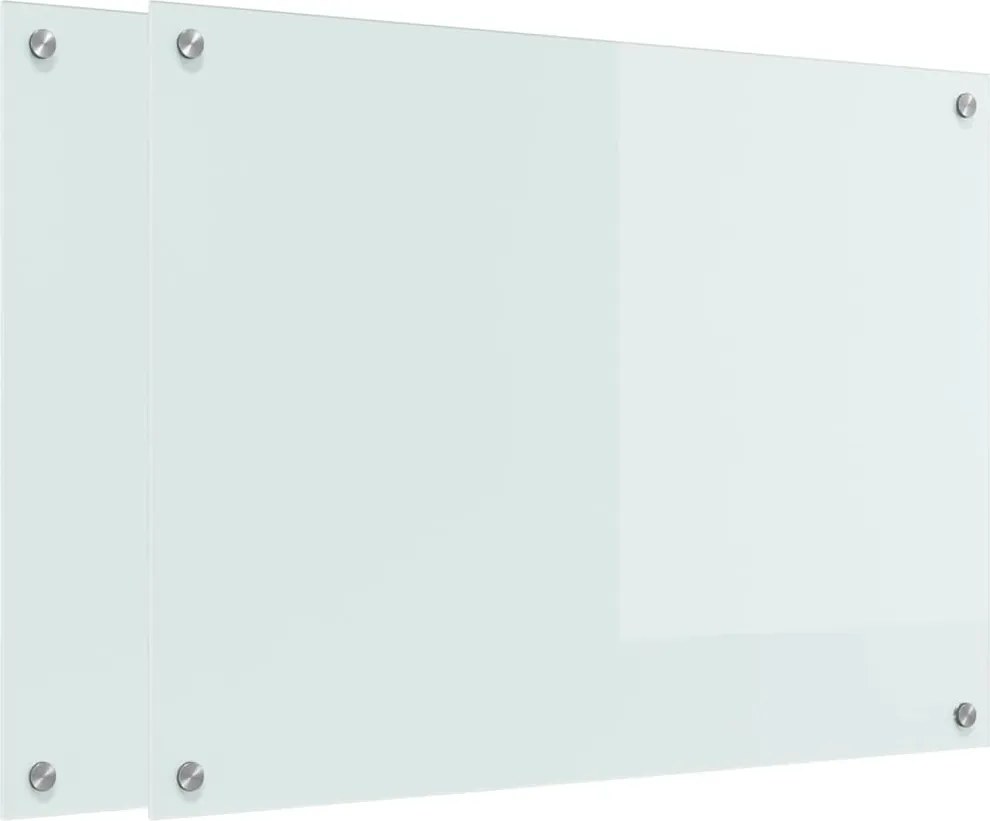 vidaXL Panou de bucătărie 2 pcs Alb 80 x 60 cm sticlă securizată