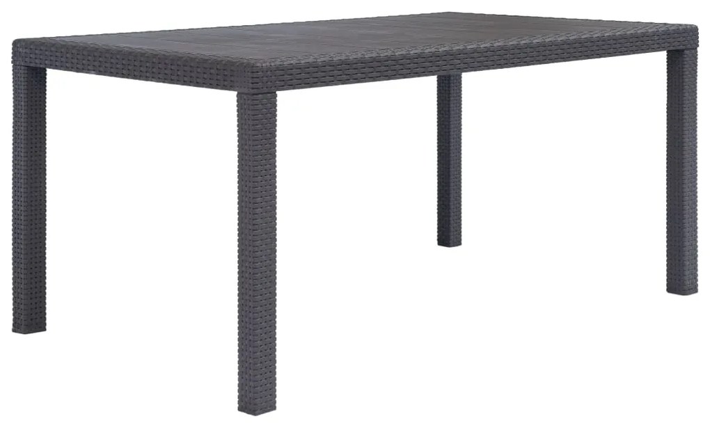 vidaXL Masă de grădină, maro, 150x90x72 cm, plastic, aspect ratan