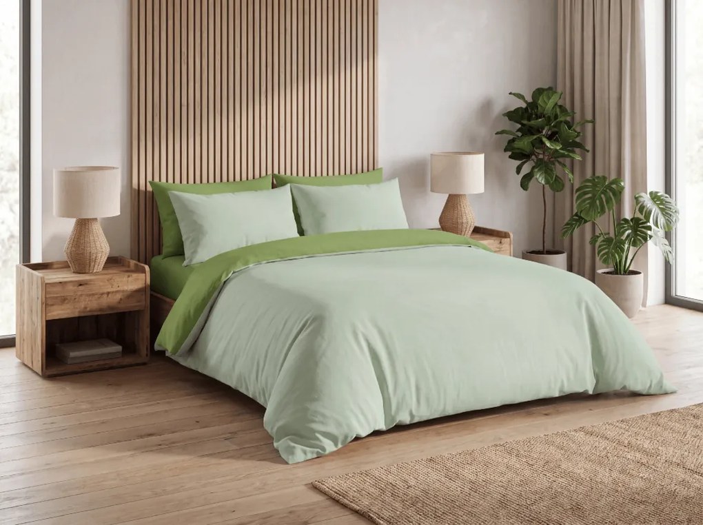 Lenjerie de pat din microfibra MICROVELLE verde Dimensiune lenjerie de pat: 2 buc 70 x 90 cm | 200 x 220 cm