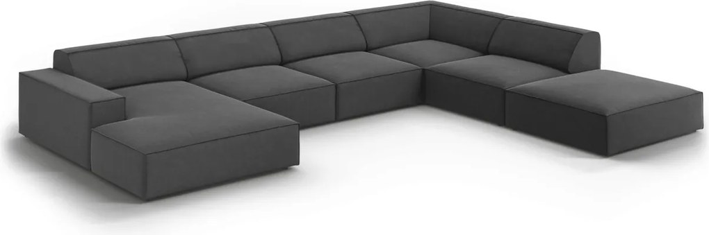 Coltar panoramic dreapta 7 locuri, Jodie, Micadoni Home, BL, 364x262x70 cm, catifea, gri