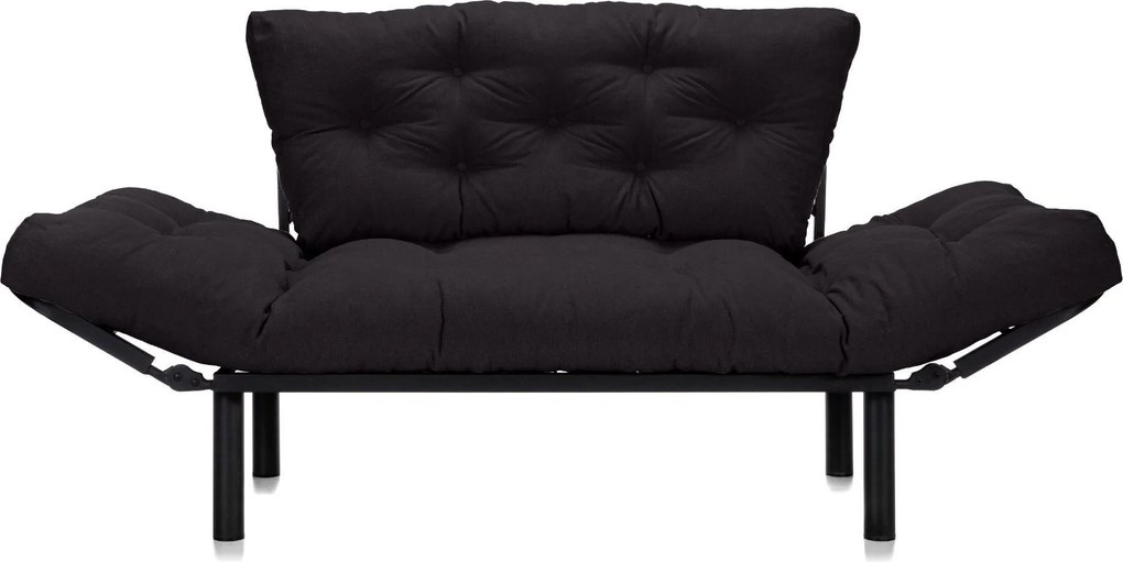 Canapea Extensibilă 2 locuri SUNNY, pentru terasă, 155x70x85 cm, Negru-Enjoy