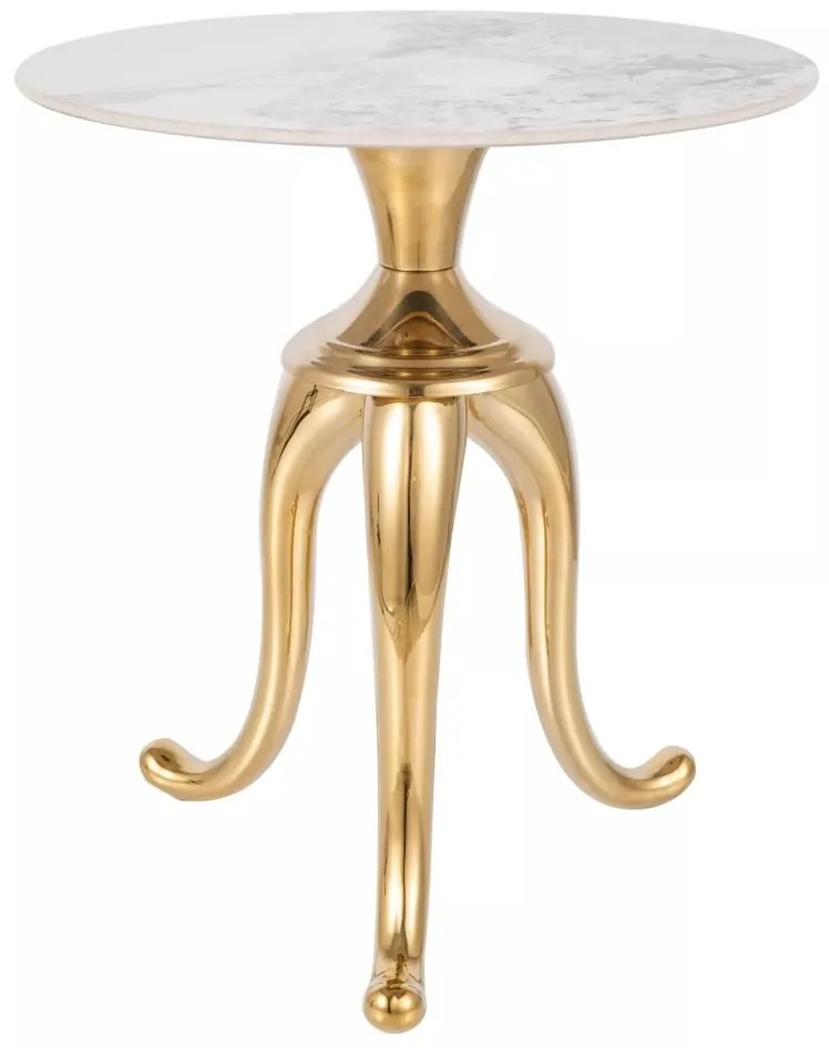 Masuta de cafea Snake marmura alba/auriu ø48/h55 cm