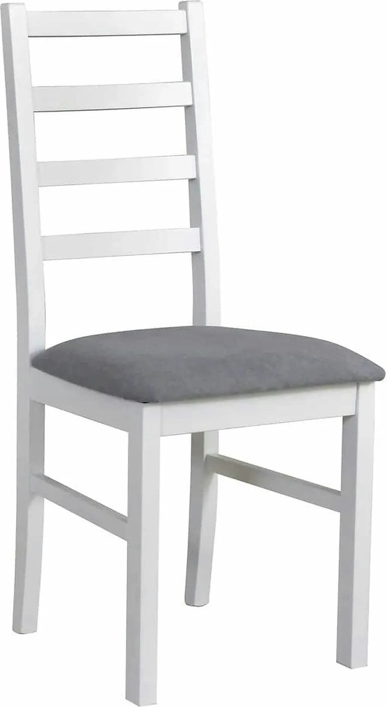 Scaun NILO 8, alb/gri - Riviera 91, lemn de fag/stofa catifelata, 43x4