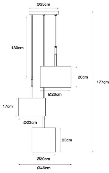 Lustră pe cablu Lucide 45409/13/38 MAYA 3xE27/40W/230V crem