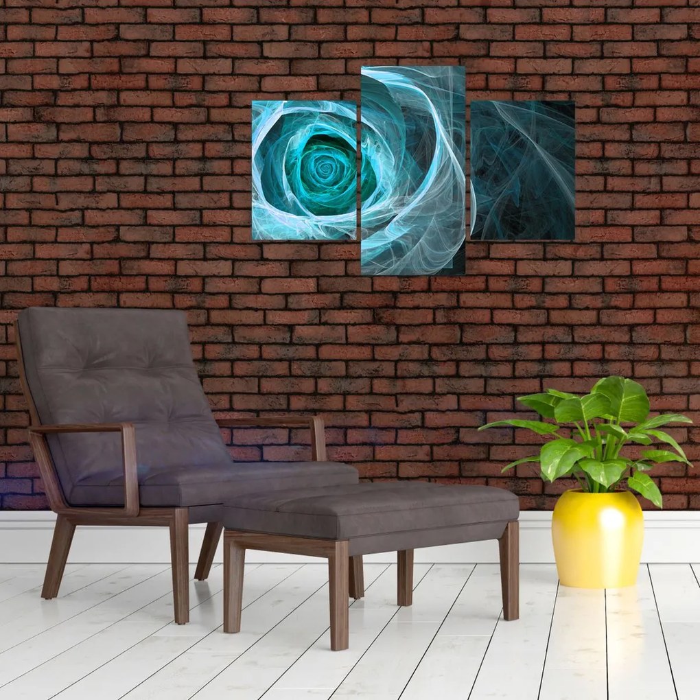 Tablou - Abstract trandafir albastru cu fundal negru (90x60 cm)