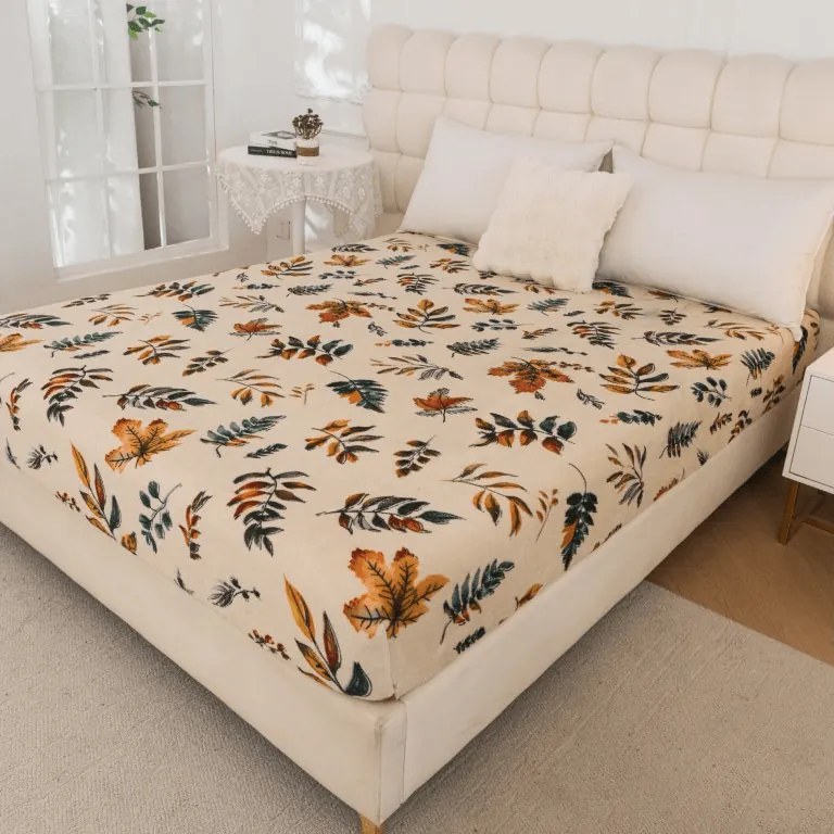 Cearsaf Cocolino microplus cu elastic AUTUMNA 200x200 cm crem