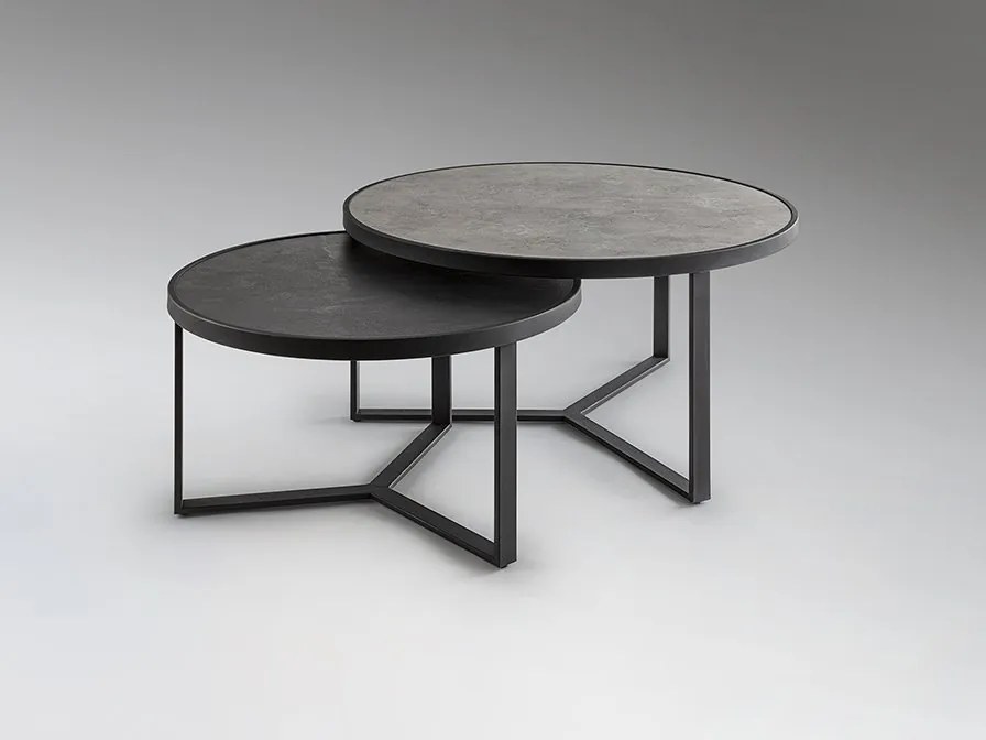 Set de 2 Masute de cafea design modern Naira gri/piatra neagra