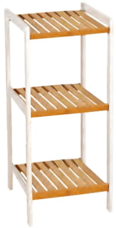 Etajera cu 3 rafturi 34x33x78 cm Bambus Alb/Natur