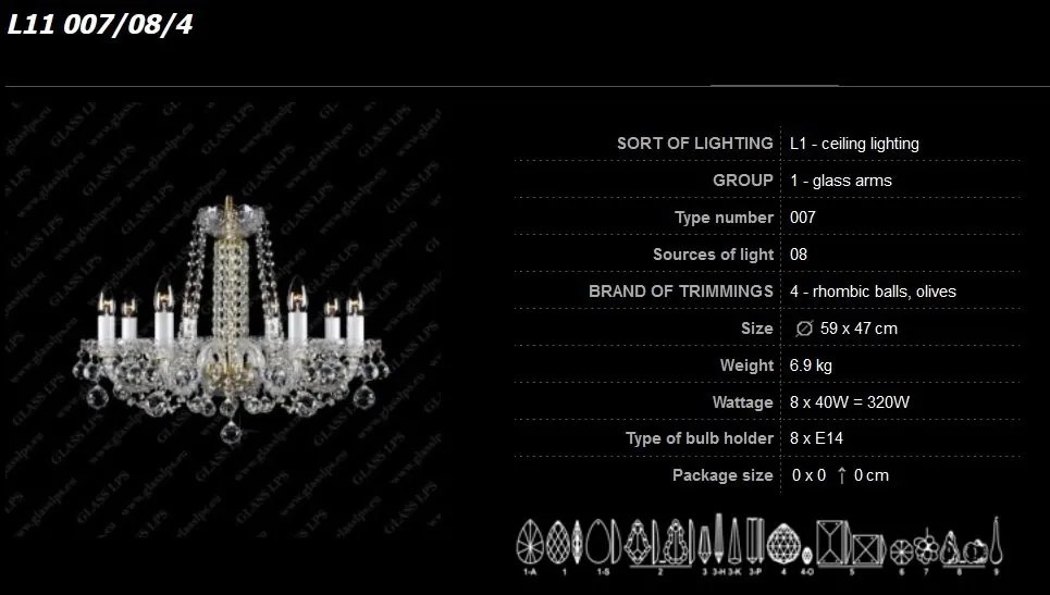 Lustra 8 brate cristal Bohemia L11 007/08/4