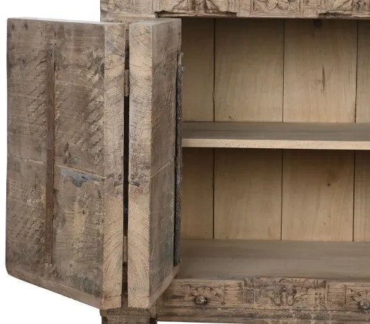 Bufet, natur, din lemn reciclat, sculptat manual,Rigora