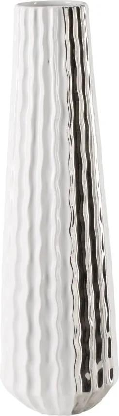 Vază din ceramică Mauro Ferretti Frise, 14 x 46 cm, alb-argintiu