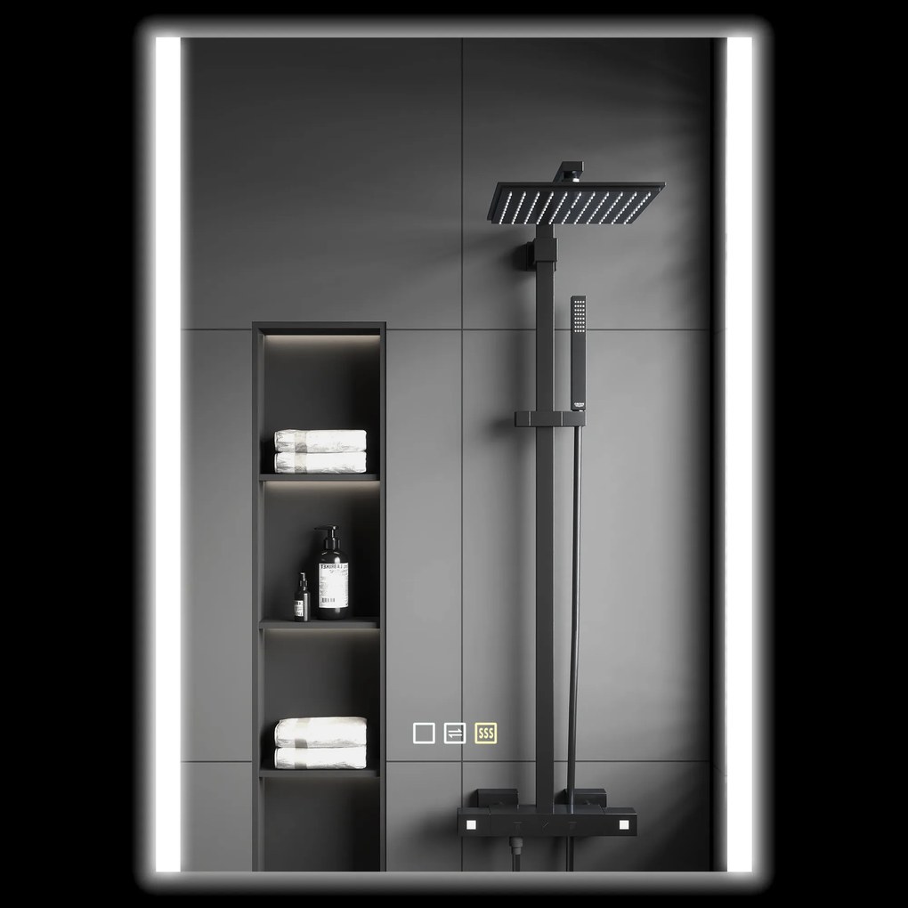 HOMCOM Oglindă LED 50x70 Antiaburire Touch IP44 | Aosom Romania