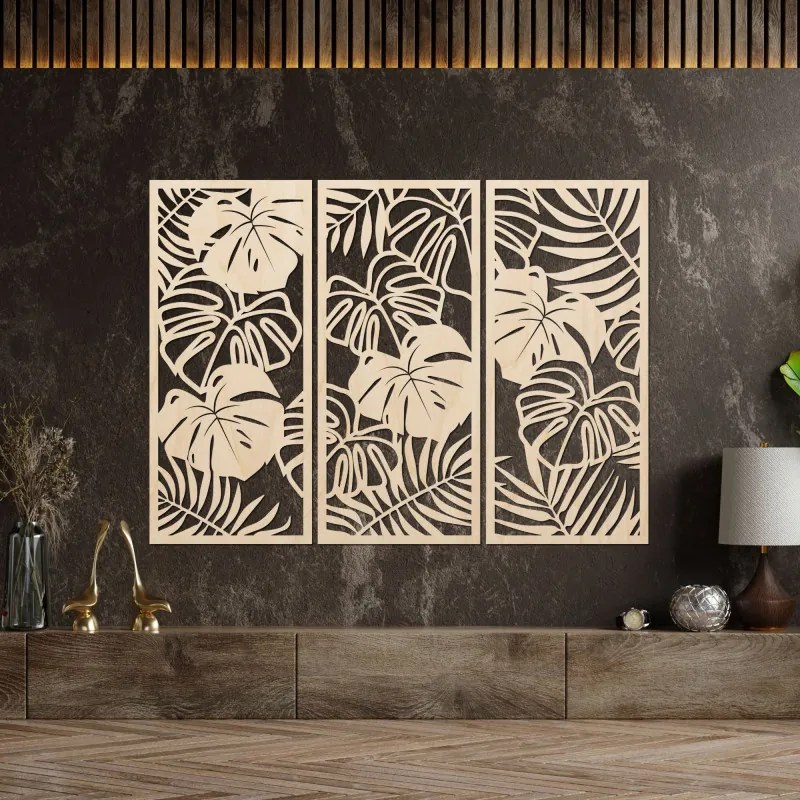 SENTOP | Pictură murală din trei piese cu frunză de monstera | TROPICI
