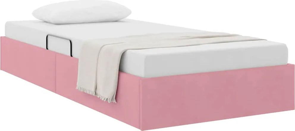 vidaXL Pat cu storage cu headboard Roz 90 x 200 cm Catifea