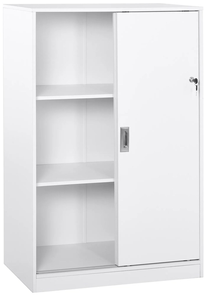 Vinsetto Dulap pentru birou cu 3 rafturi si 2 chei de siguranta, mobilier pentru birou din PAL, 80x40x120 cm, alb