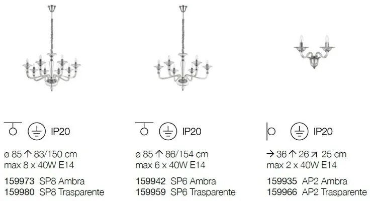 Candelabru design elegant DANIELI SP8 ambra 159973