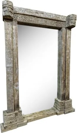 Oglindă din lemn masiv de tec sculptat manual, 150x18x210 cm, "Ancient"