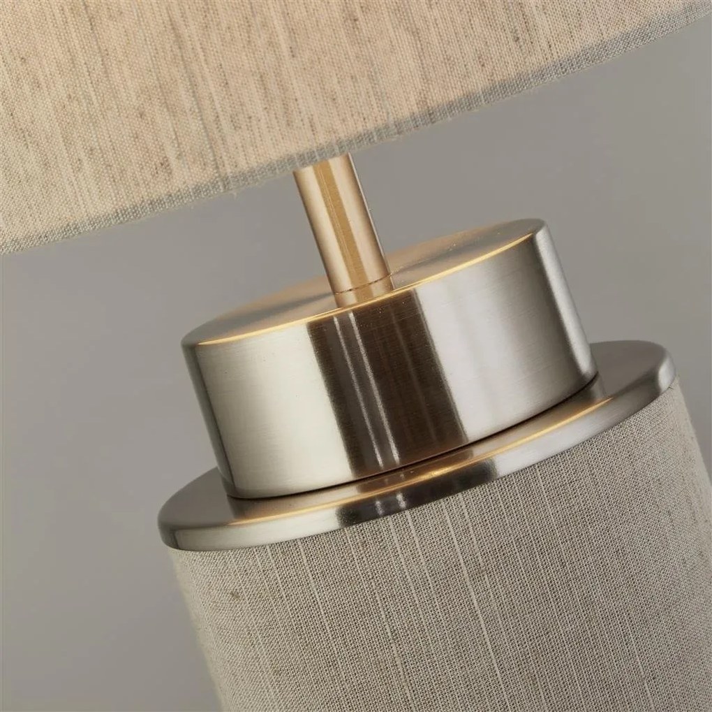 Veioza, lampa de masa moderna Flask hessian/ nickel satinat