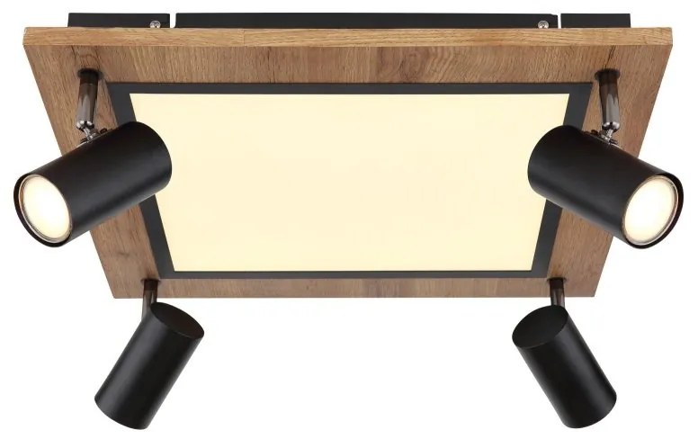 Plafoniera LED cu 4 spoturi directionabile design industrial Ulla negru, alb 45x45cm
