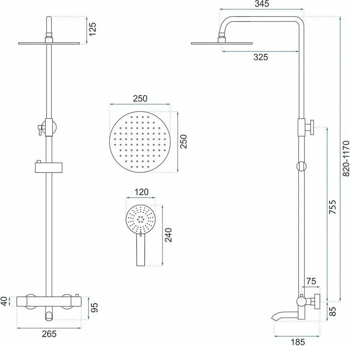 Coloana de dus cu termostat Lungo Titan