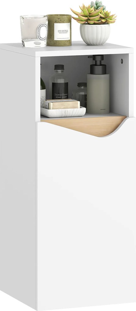 HOMCOM Dulap baie îngust cu rafturi reglabile, compartiment deschis 30 x 30 x 71,5 cm Alb | Aosom Romania