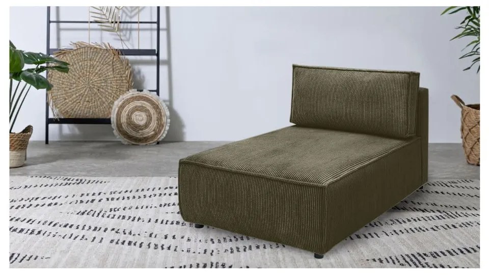 Modul pentru canapea verde deschis cu tapițerie din catifea reiată (cu colț variabil) Nihad modular – Bobochic Paris