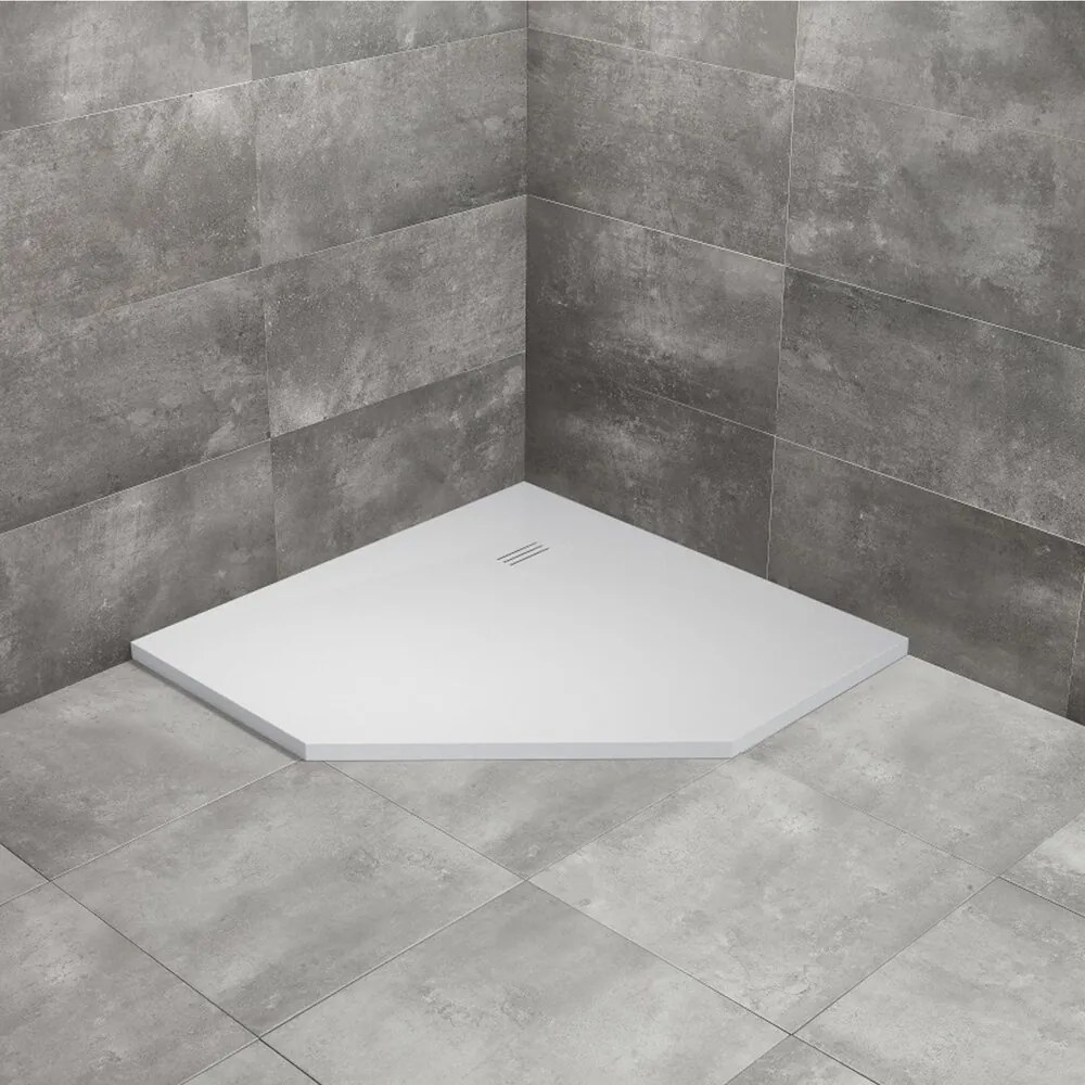 Cadita dus compozit pentagonala Radaway Kyntos PT 100x100 cm alb