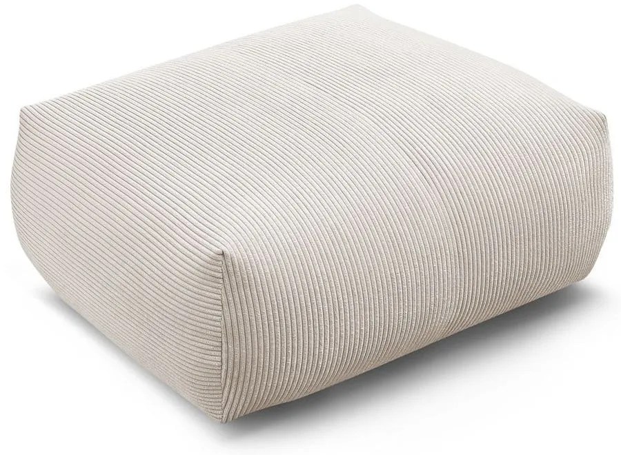 Taburet crem cu tapițerie din catifea reiată Voltaire – Bobochic Paris