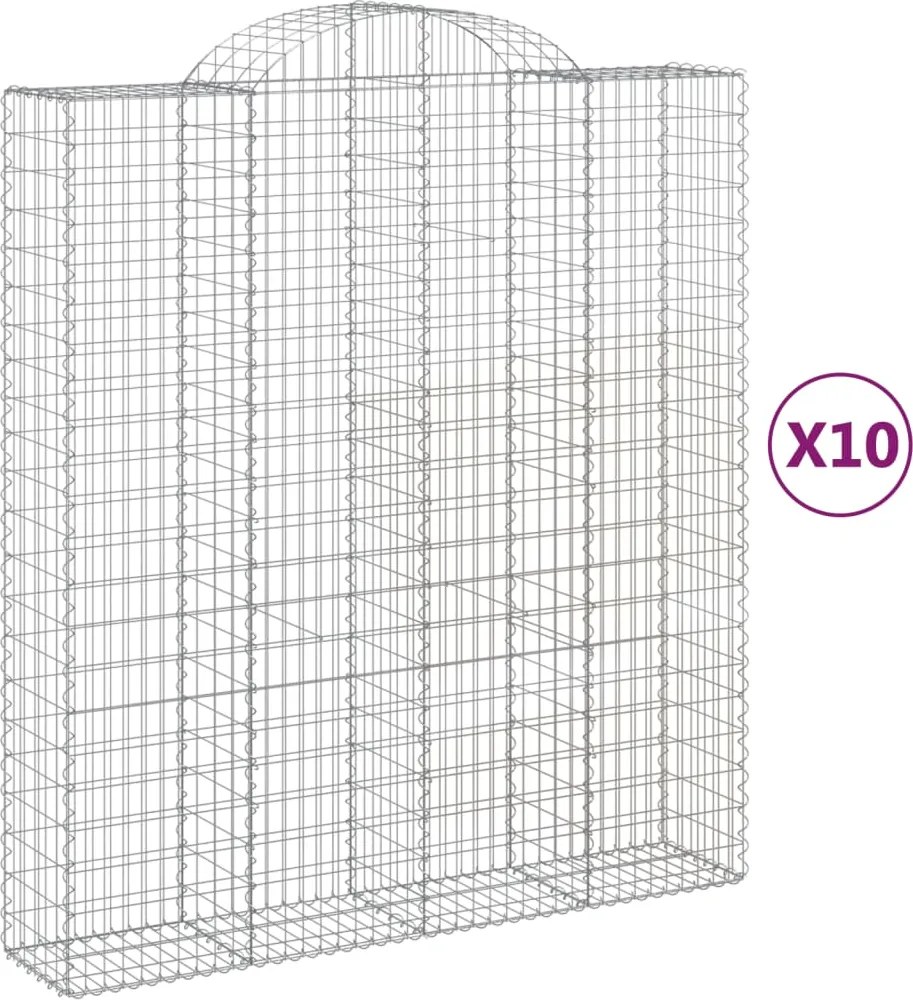vidaXL Coșuri gabion arcuite, 10 buc 200x50x220/240cm, fier galvanizat