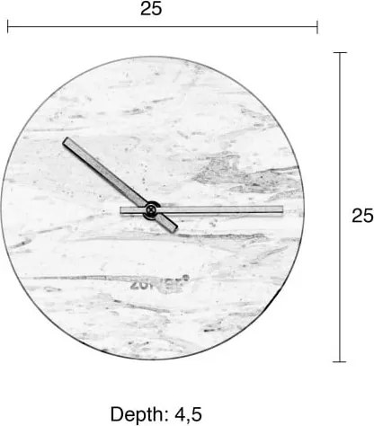 Ceas de perete din marmură Zuiver Marble Time, alb