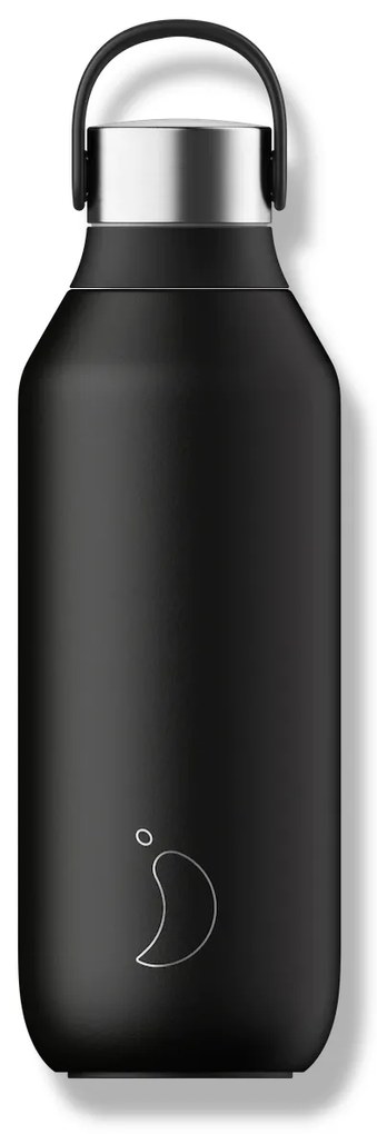 Sticlă termos Chilly's  Bottles - neagră 500ml, colecția Series 2