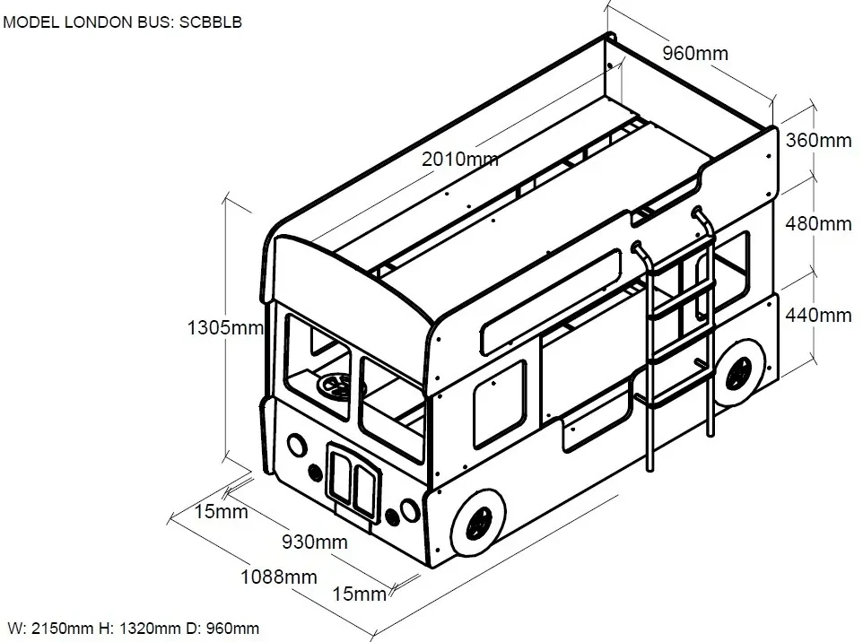 Set Pat Suprapus Autobuz Londonez și Saltea pentru Copii, 2 Piese, Roșu (MDF) – Vipack