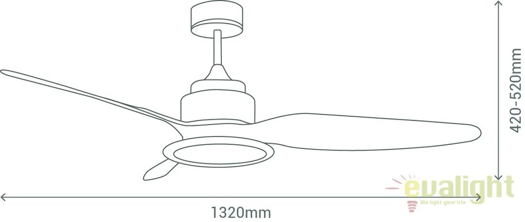 Lustra LED cu ventilator ultrasilentios si telecomanda FIERA G 072237 SU