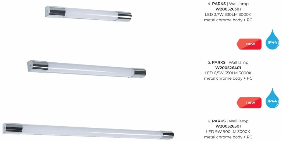 Aplica LED Pentru Baie, Protectie IP44, Crom, Parks 60cm