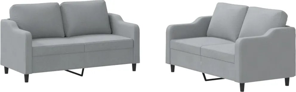 vidaXL Set de canapele cu perne, 2 piese, gri deschis, textil
