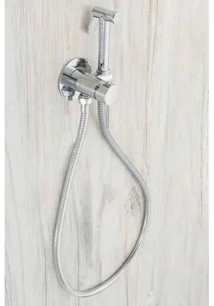 Baterie pentru bideu LUNGO, montaj încastrat, cu duș, crom lucios - REA-B4106