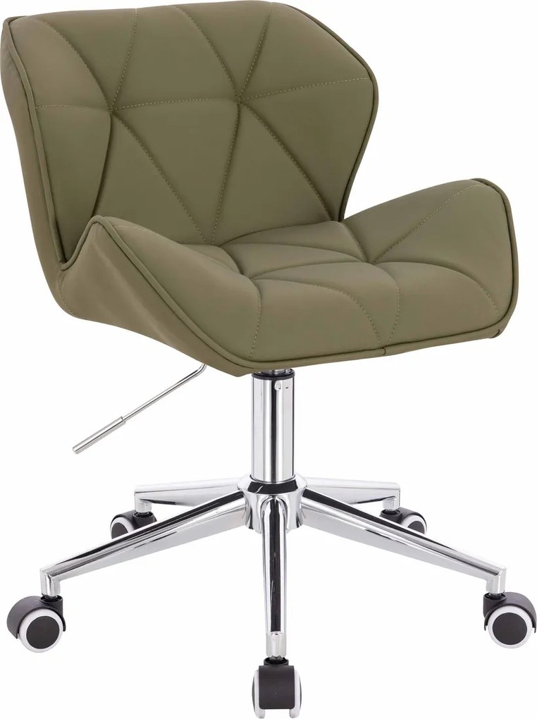 HR111K Scaun Khaki Piele Ecologica Premium Soft cu Bază Cromata