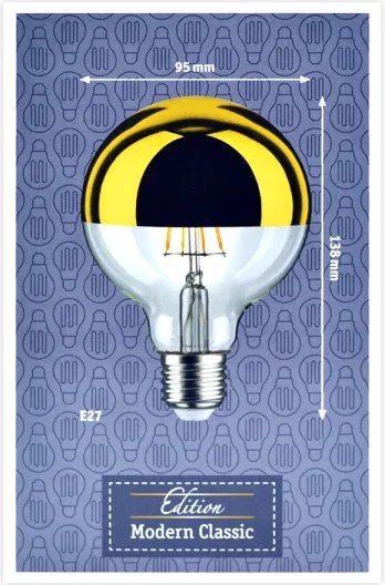 Bec LED dimabil cu cap sferic oglindit E27/6,5W/230V 2700K auriu Paulmann 28675