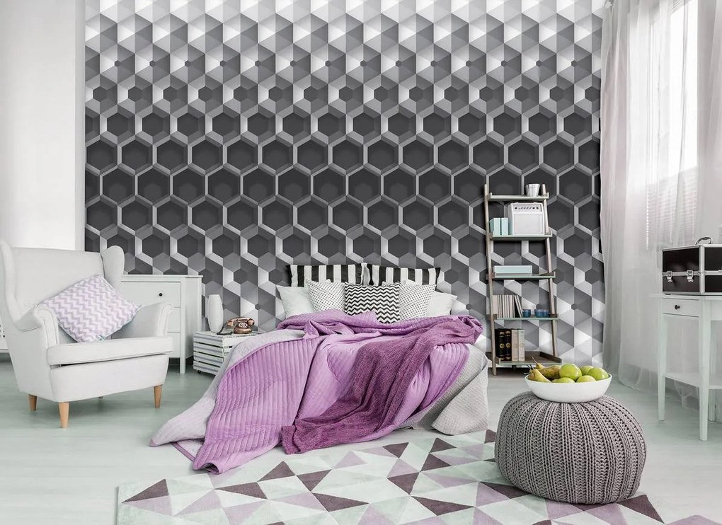 Fototapet - 3D hexagon (254x184 cm)