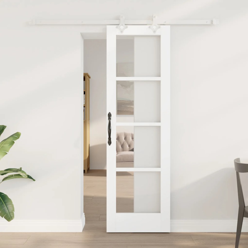 vidaXL Ușă Glisantă Manual Alb 61 x 198.5 cm Lemn și metal