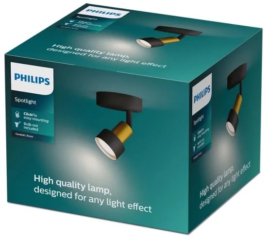 Spot Philips CONDUIT 1xGU10/5W/230V negru/alamă
