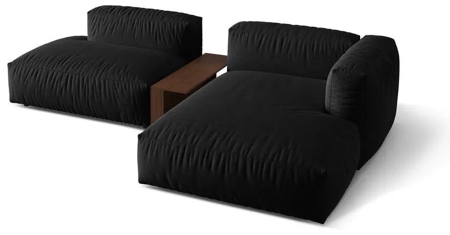 Colțar modular negru (cu colț pe partea dreaptă) Martina – Micadoni Home