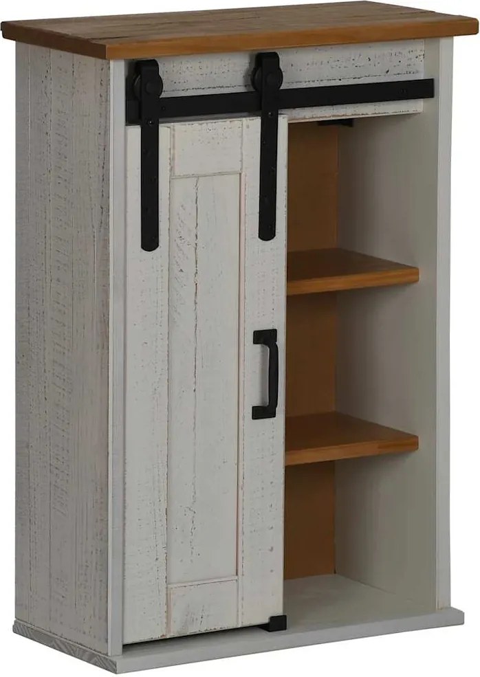 vidaXL Dulap suspendat HALDEN cu ușă glisantă alb 49x22,5x70 cm pin